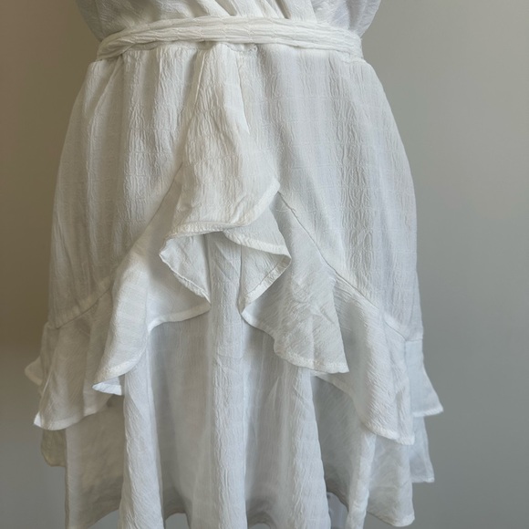 White Ruffled Wrap Dress - Picture 2 of 4